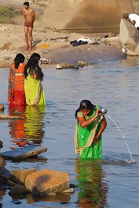 indian  bath in  river